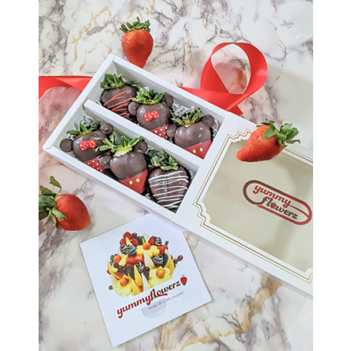 6pcs Mickey & Minnie Chocolate Strawberries Gift Box